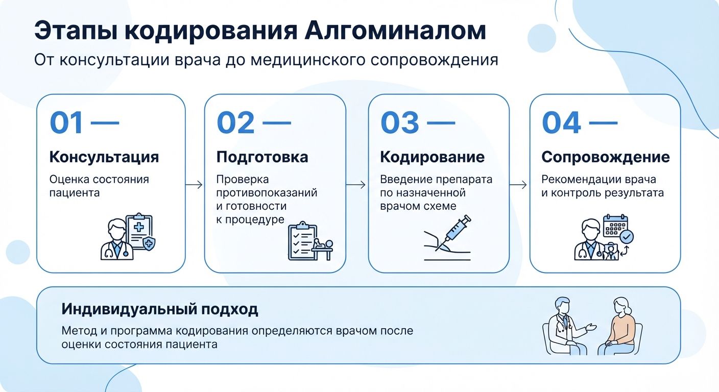 Кодирование препаратом «Алгоминал» в Форосе инфографика